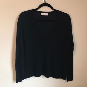 Everlane The luxe wool square V neck black crop XS
